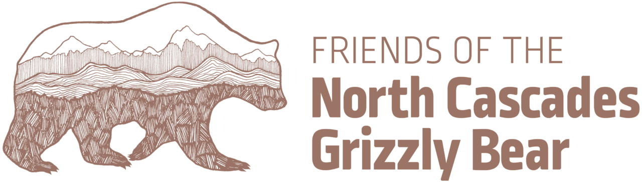 Friends of the North Cascades Grizzly Bear logo in light brown.